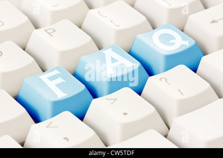 Computer keyboard with a FAQ text on the keys Stock Photo