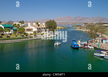 Motor boats on Lake Havasu at Lake Havasu City, Arizona, USA. Stock Photo