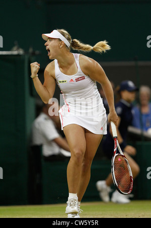 Angelique Kerber (GER) celebrating at Wimbledon 2012 Stock Photo