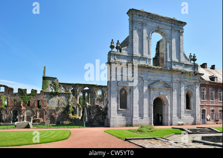Ruins of the Aulne Abbey, a Cistercian monastery at Thuin, Hainaut, Belgium Stock Photo