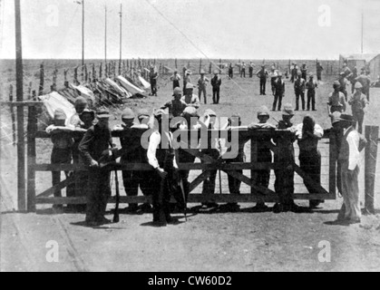 War of the Transvaal. Enclosure where English prisoners were kept, in Waterval (1900) Stock Photo