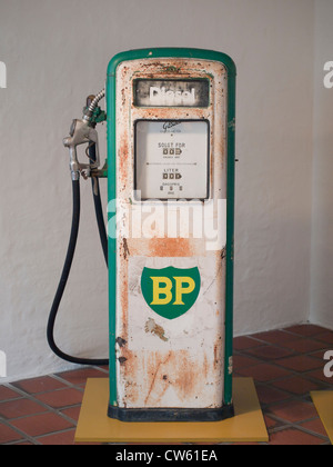 An old British Petroleum diesel pump on display in local museum Stock Photo