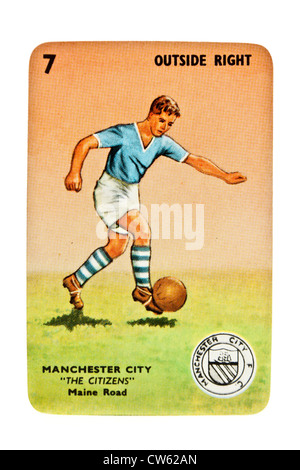 Manchester City (outside-right) card from vintage 1950's Goal! card game (Pepys Series) by Castell Brothers, London Stock Photo