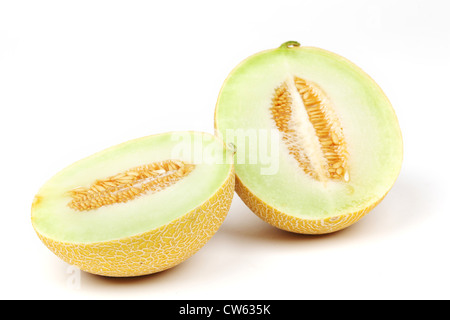 galia slice melone isolated on white Stock Photo