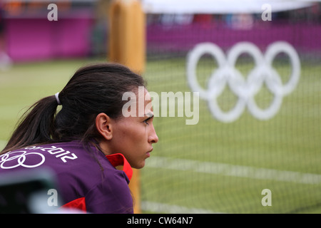 Ballgirl at the Olympic Tennis event at Wimbledon ,London 2012 Stock Photo