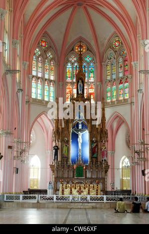 Inside the Our Lady of Lourdes catholic church in Trichy (Tiruchirappalli) in south India Stock Photo