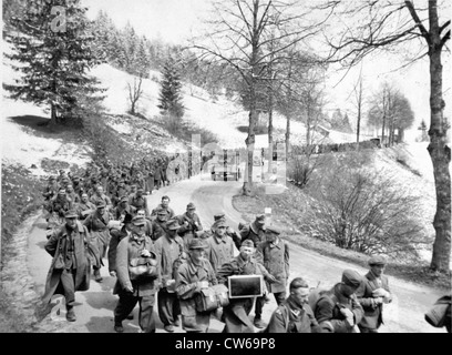 German prisoners stream in from Austrian redoubt ( Auland-May 2,1945) Stock Photo