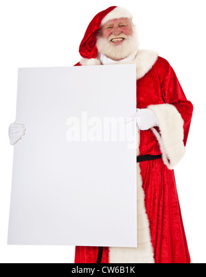 Santa Claus with Blank Sign isolated on white Stock Photo - Alamy