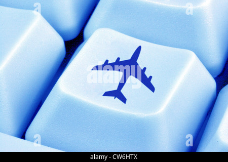 Computer keyboard with an airplane symbol, symbolic image for Stock Photo: 20919211 - Alamy
