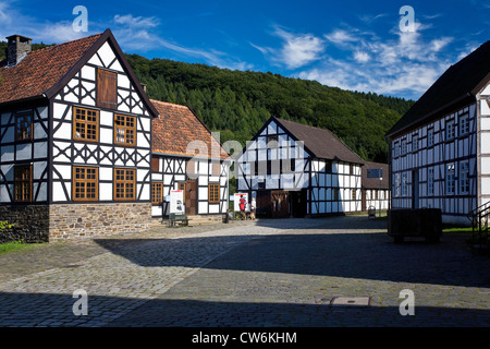 timber-framed houses in open-air museum, Germany, North Rhine-Westphalia, Ruhr Area, Hagen Stock Photo
