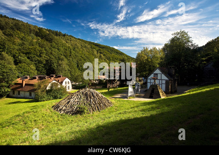 charcoal stack in open-air museum, Germany, North Rhine-Westphalia, Ruhr Area, Hagen Stock Photo