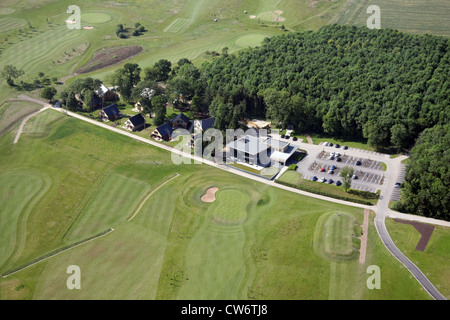 aerial view of Kilnwick Percy Golf Club near Pocklington, East Yorkshire, club house and lodges Stock Photo