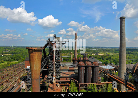 blast furnace in landscape park Duisburg North, former Thyssen factory in Meiderich, Germany, North Rhine-Westphalia, Ruhr Area, Duisburg Stock Photo