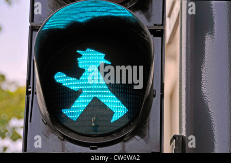 green pedestrian light of East-Berlin, Germany, Berlin Stock Photo