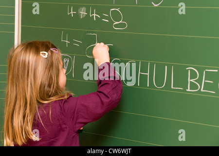 pupil at blackboard, Austria Stock Photo