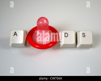 symbolic picture for Aids, condom with buttons Stock Photo