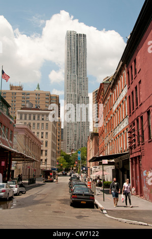 New 8 Spruce Street Beekman tower by Frank Gehry South Street Seaport New York City Manhattan Stock Photo