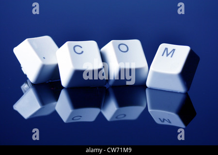 four computer keys adding up to the internet domain '.com' Stock Photo
