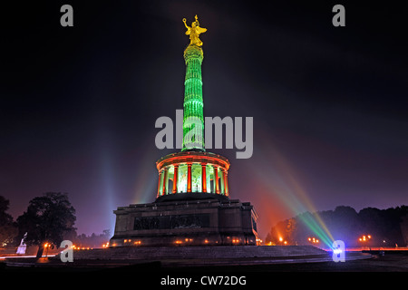 Illuminated Victory Column in Berlin, Germany, Berlin Stock Photo