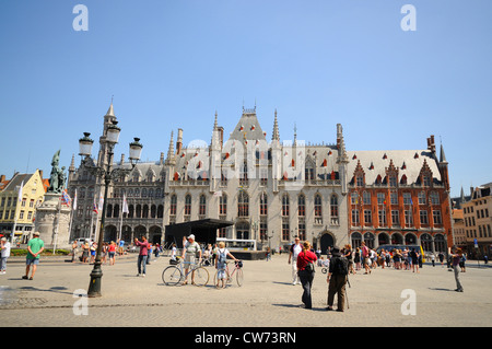 Grote Markt and Provinciaal Hof, Belgium, Flanders, Bruegge Stock Photo