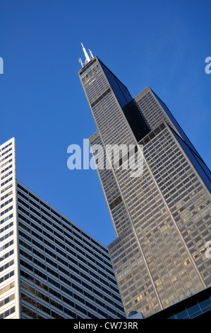 USA Illinois Chicago.  Willis Tower (formerly Sears Tower) as seen from an extreme view. Stock Photo