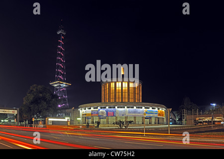 radio tower at fairground of berlin, illuminated for Festival of Lights 2009, Germany, Berlin Stock Photo