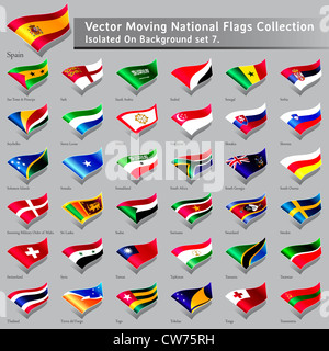 moving National Flags of the world isolated set 7 Stock Photo