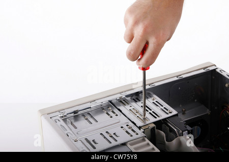 man reparing a PC Stock Photo