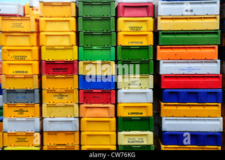 fish boxes, Denmark Stock Photo