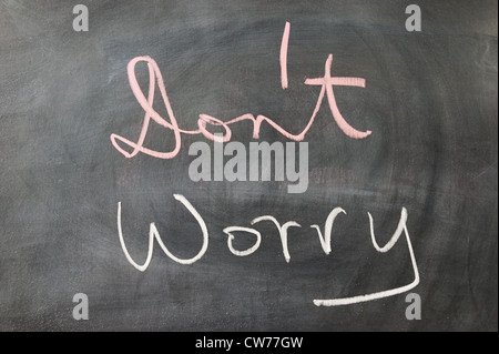 Don't worry words written on the chalkboard Stock Photo