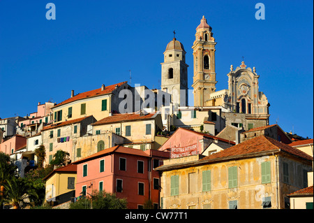 Cervo with the church San Giovanni Battista, Italy, Liguria, Riviera dei Fiori Stock Photo