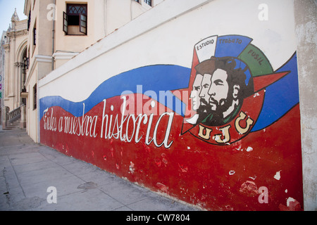 Colorful mural by the Young Communist League an a wall in Havana Cuba Stock Photo