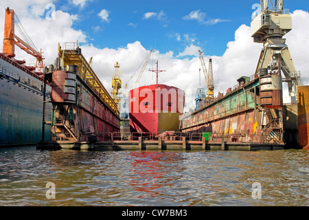 ship in a dry docks in Port of Hamburg, Germany, Hamburg Stock Photo