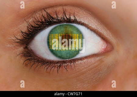eye with barcode, symbol transparent customer Stock Photo