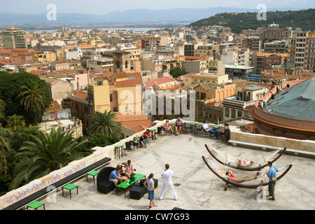 view from Bastione San Remy ofer the roofs of the town, Italy, Sardegna, Cagliari Stock Photo