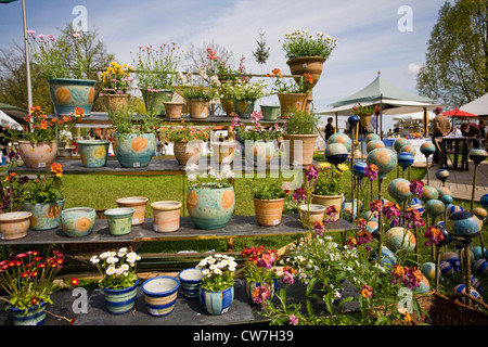 pottery market, colourful pottery, Germany, Bavaria, Diessen am Ammersee Stock Photo