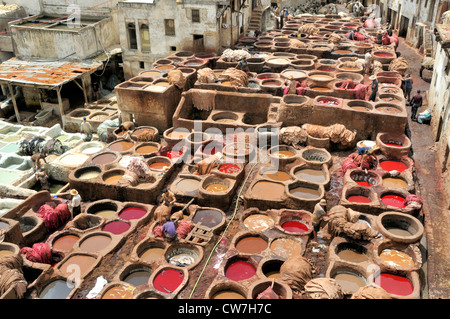 tanners' and dyers' quarter chouwara, Morocco, Fes Stock Photo