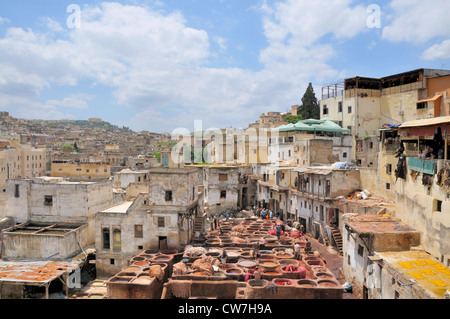 tanners' and dyers' quarter chouwara, Morocco, Fes Stock Photo