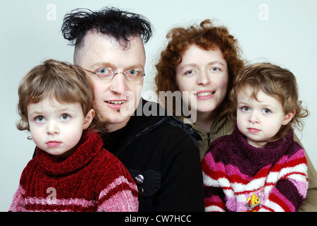 portrait of a family with twins Stock Photo
