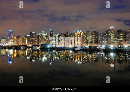Vancouver skyline by night from Stanley Park Stock Photo - Alamy