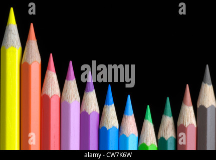 closeup of coloured crayons Stock Photo