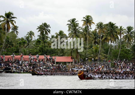 rowers from nehru trophy boat race in alappuzha   back waters formerly known as alleppey,kerala,india Stock Photo