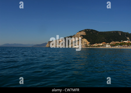 Coast of Finale Ligure /Finalpia Riviera seen from a boat. Stock Photo