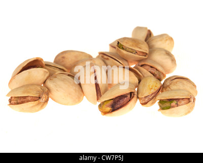 Fresh Roasted Pistachio Nuts In Shells Against A White Background With A Clipping Path And No People Stock Photo