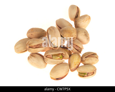 Fresh Roasted Pistachio Nuts In Shells Against A White Background With A Clipping Path And No People Stock Photo