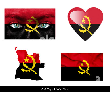 Set of various Angola flags Stock Photo