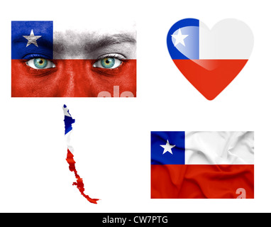 Set of various Chile flags Stock Photo