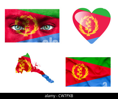 Set of various Eritrea flags Stock Photo