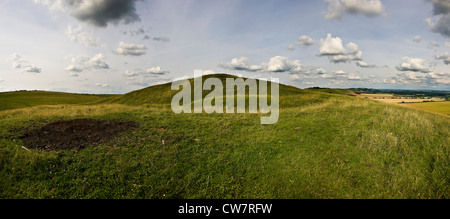 Adam's Grave Neolithic long barrow on the Pewsey Downs, Wiltshire, UK Stock Photo