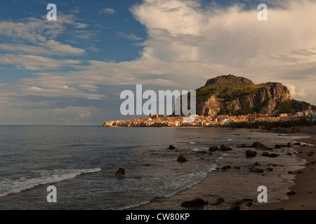 Beach front Cefalu sicily Stock Photo